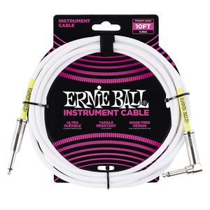 Cabo Ernie Ball P10 Reto/L Branco com 3mts P06049