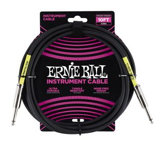 Cabo Ernie Ball P10 Reto com 3mts Preto P06048