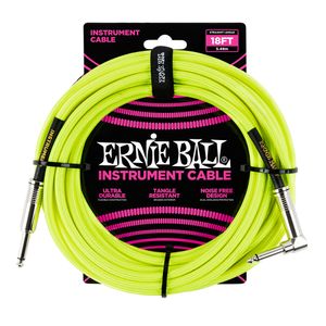 Cabo Ernie Ball P10 Reto/L com 5mts Trançado Neon Amarelo Blindado P06085