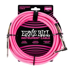 Cabo Ernie Ball P10 Reto/L com 5mts Trançado Neon Rosa Blindado P06083