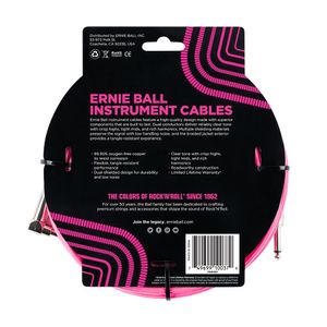 Cabo Ernie Ball P10 Reto/L com 5mts Trançado Neon Rosa Blindado P06083