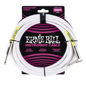 Cabo Ernie Ball P10 Reto/L com 6mts Branco Blindado P06047