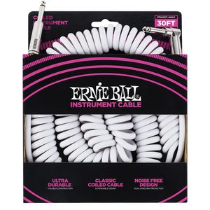 Cabo Ernie Ball P10 Reto/L Espiral com 9mts Branco Blindado P06045