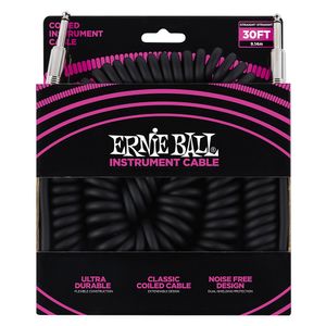 Cabo Ernie Ball P10 Reto Espiral com 9mts Preto Blindado P06044