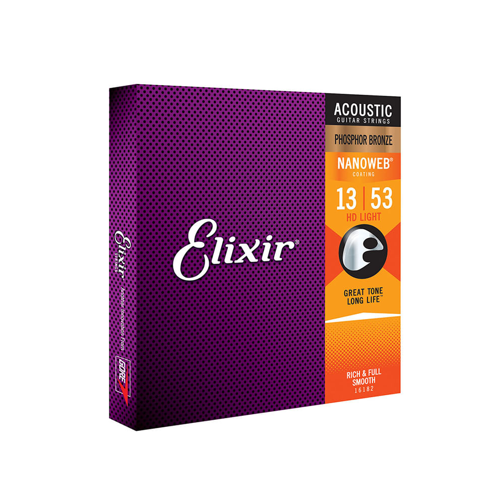 Corda Elixir Nanoweb 013 HD Light Phosphor Bronze para Violão Aço