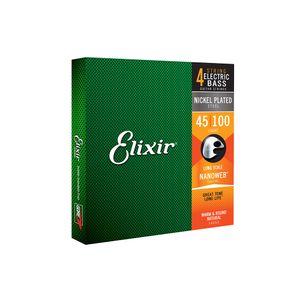 Encordoamento Elixir Nanoweb 045 Light Long Scale para Baixo 4 Cordas