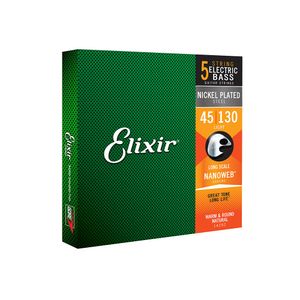 Encordoamento Elixir Nanoweb 045 Light Long Scale para Baixo 5 Cordas
