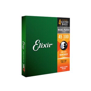 Corda Elixir Nanoweb 045 Aço Inoxidável Light Long Scale para Baixo 4 Cordas