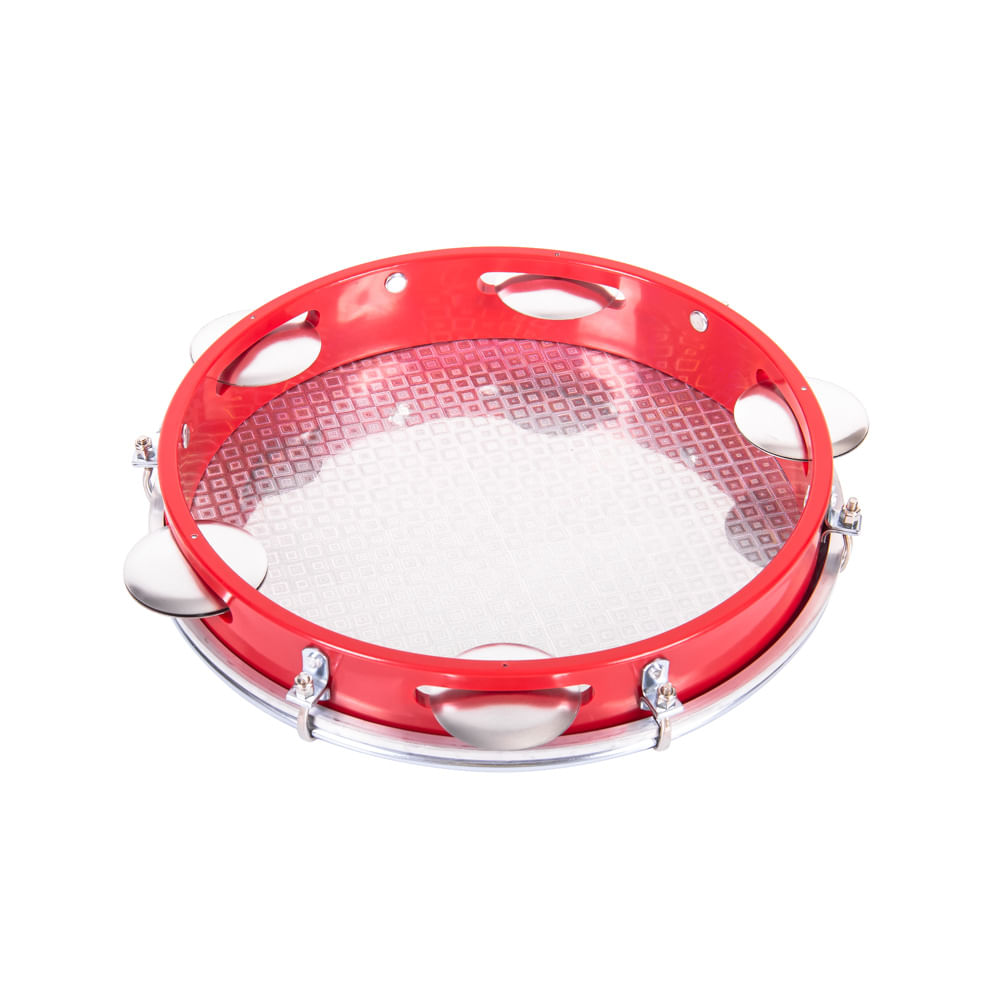 Pandeiro Izzo 10” ABS Vermelho com Pele Metalizada