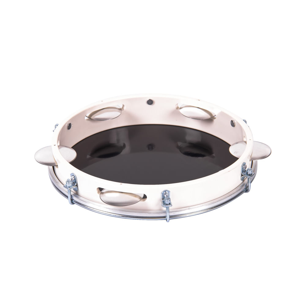Pandeiro 10” ABS Branco com Pele Preta Izzo