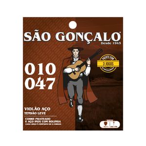 Corda .010 Aço Prata com Bolinha para Violão Triple Pack São Gonçalo