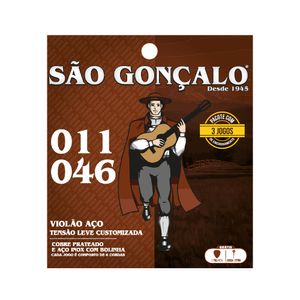 Corda .011 Aço Prata para Violão Triple Pack São Gonçalo