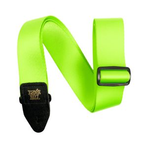 Correia Ernie Ball em Poliéster Verde Neon com Ponta em Couro para Guitarra, Violão ou Baixo