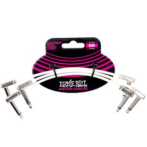 Cabo Ernie Ball Flat Ribbon P10 L para Pedal com 15cms Branco Blindado Kit com 3