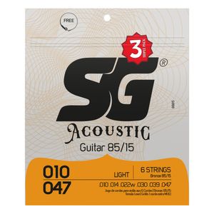 Corda SG 010 Aço Bronze 85/15 para Violão Pack com 3