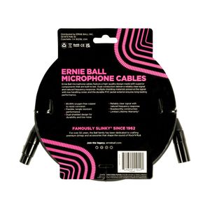 Cabo Ernie Ball XLR/XLR para Microfone Preto com 6mts