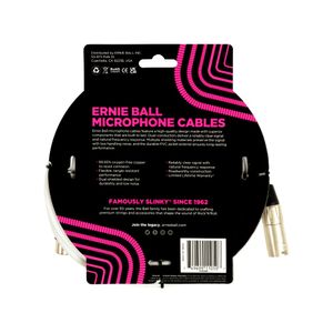Cabo Ernie Ball XLR/XLR para Microfone Branco com 6mts