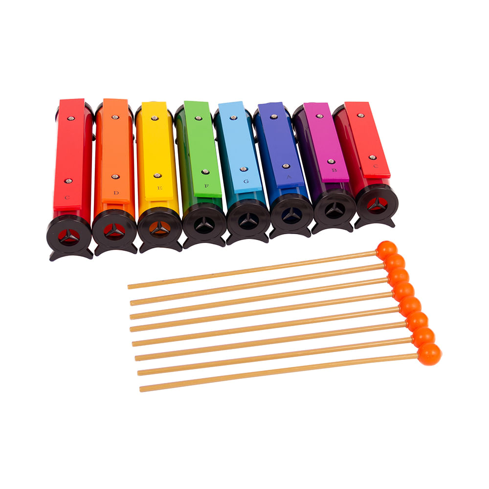 Metalofone Infantil Kidzzo Colorido Grande com 8 Teclas Barras