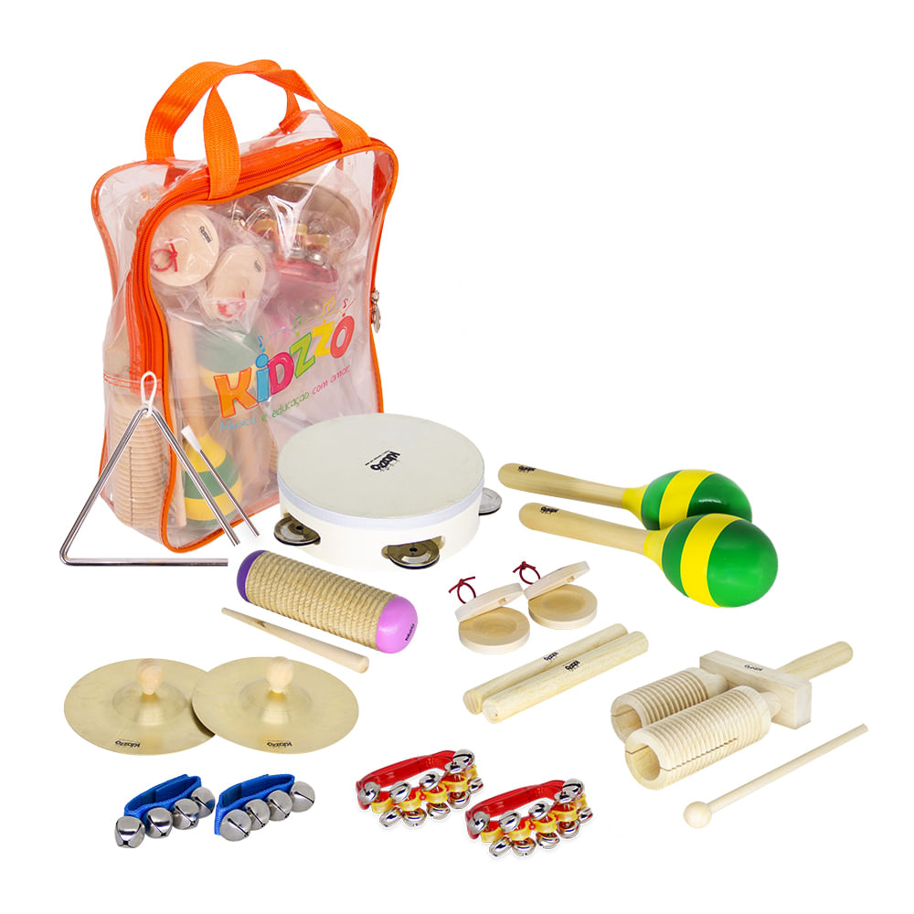 Bandinha Infantil Kidzzo Kit com 10 Instrumentos e Mochila com Alça nas  Costas