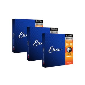 Pack 3 Encordoamentos Elixir Nanoweb 010 Light para Guitarra