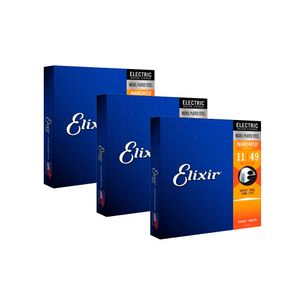 Pack 3 Encordoamentos Elixir Nanoweb 011 Medium para Guitarra