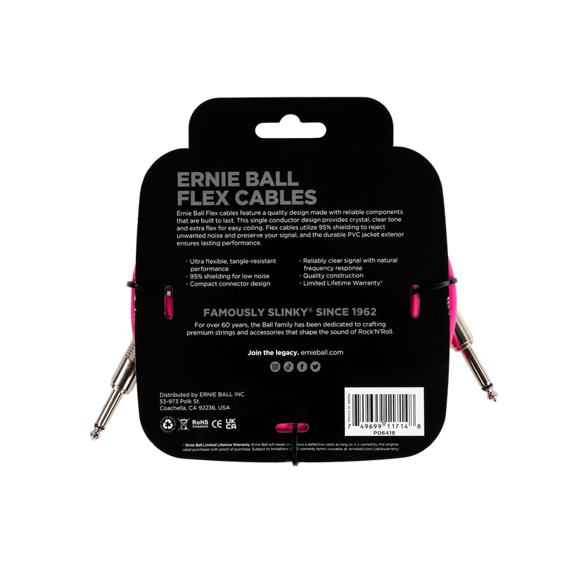 Cabo-Ernie-Ball-Flex-P10-Reto-Reto-com-6mts-Rosa-P06418