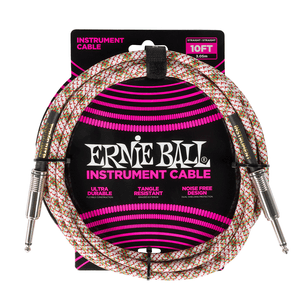 Cabo Ernie Ball P10  Plug Reto com 3 Mts Trançado Emerald Argyle P06426