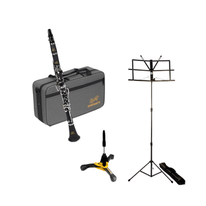 Kit Clarinete Dominante em Bb com Semicase e Suporte Hercules Dobrável e Estante para Partitura com Capa Dolphin