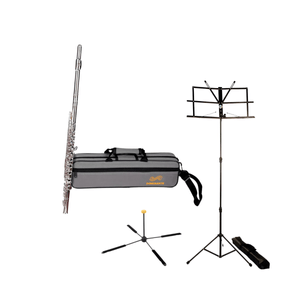 Kit Flauta Transversal Dominante em Dó com Semicase e Suporte Hercules Dobrável e Estante para Partitura com Capa Dolphin