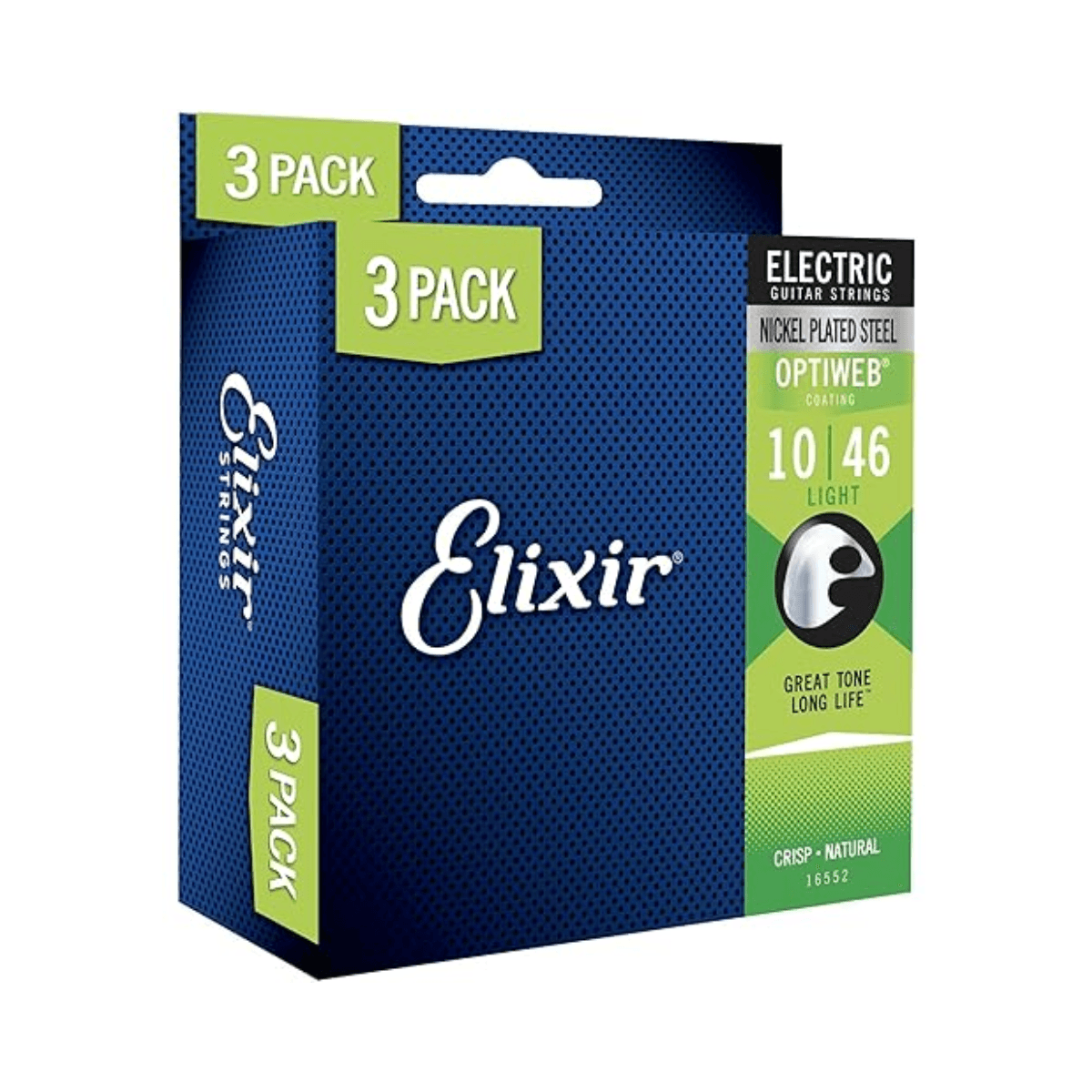 Corda Elixir 010 Light Optiweb Aço Niquelado para Guitarra – Pack com 3