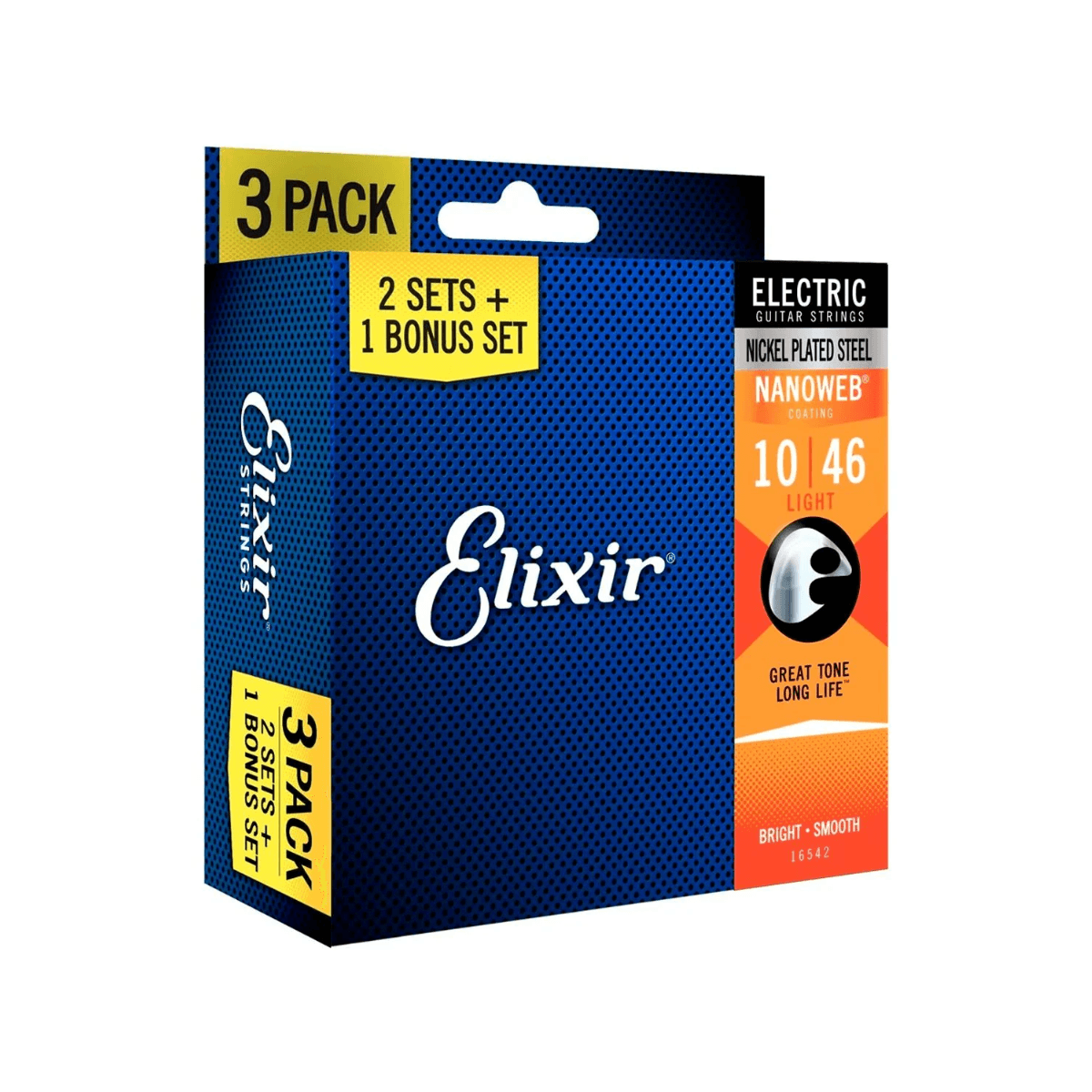 Corda Elixir 010 Light Nanoweb Aço Niquelado para Guitarra – Pack com 3