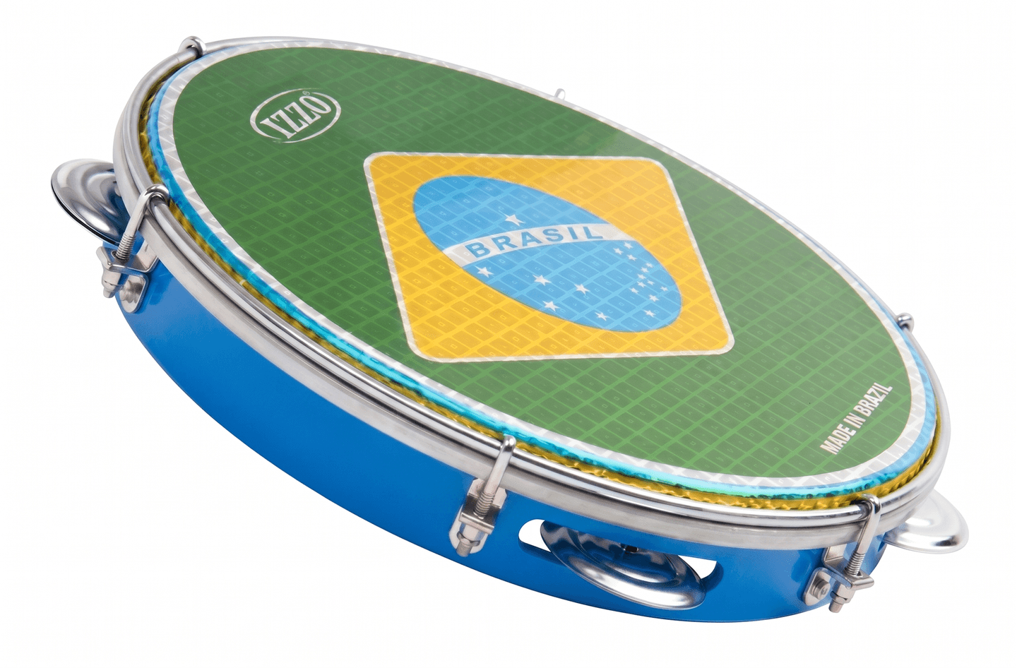 パ*オ様 IZZO pandeiro パンデイロ タンバリン 打楽器 径26cm PANDEIRO COPA 10 POL ABS AZUL C/PELE BANDEIRA BRASIL IZZO