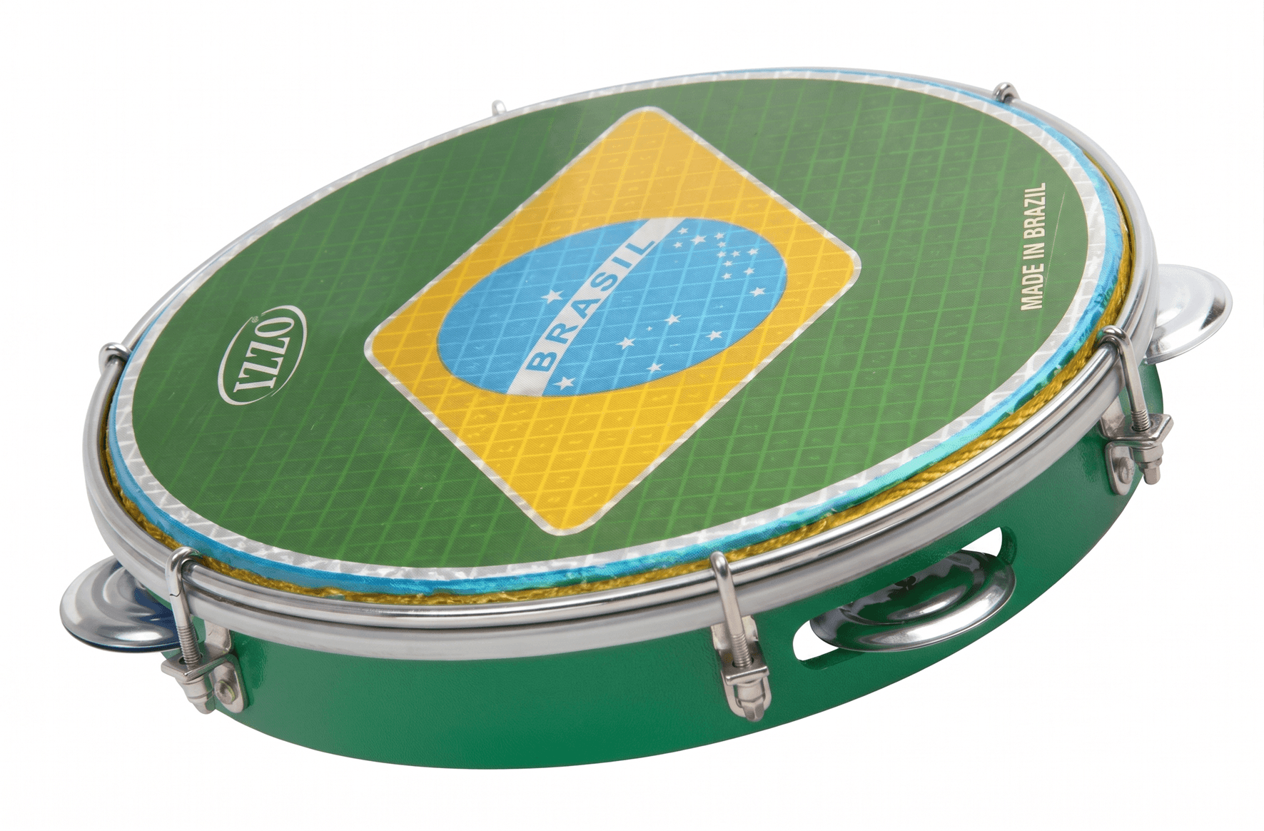 IZZO ブラジルPANDEIRO PANDEIRO COPA 10 POL ABS VERDE C/PELE BANDEIRA BRASIL IZZO