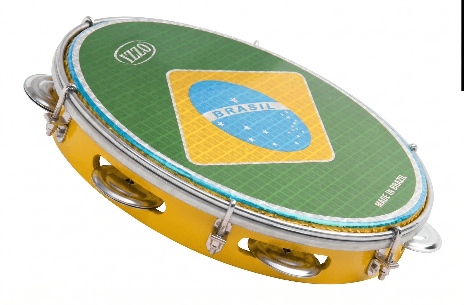 ●IZZO GOL パンデイロ 10インチ ブラジル製 国旗柄● PANDEIRO COPA 10 POL ABS AMARELO C/PELE BANDEIRA BRASIL IZZO