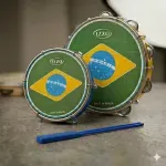 Kit Percussão Brasil Izzo Pandeiro Amarelo 10 Pol Tamborim Azul 6 Pol E Baqueta Dupla-1778519787334